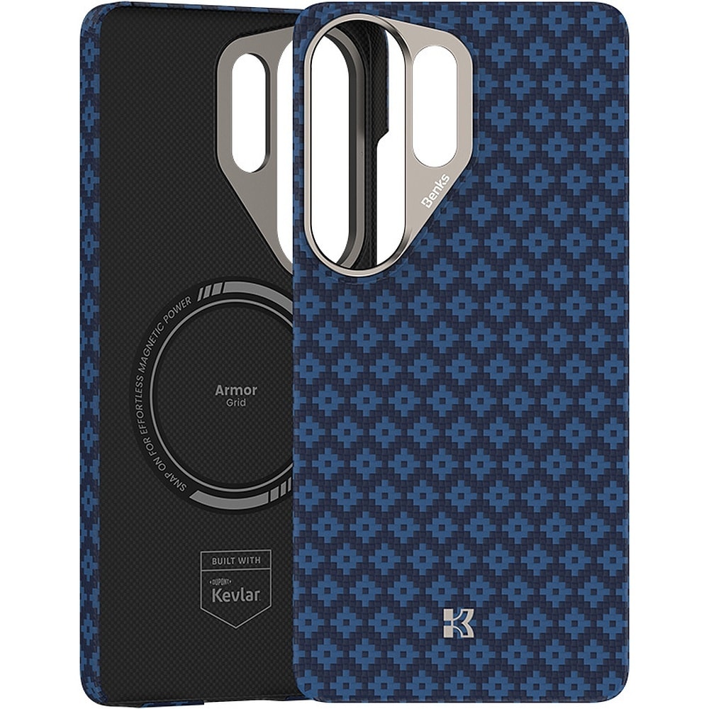 Benks Magnetic Armor Air Armor Grid Kevlar Case Metal Frame 600D for Samsung Galaxy S26 Ultra blue