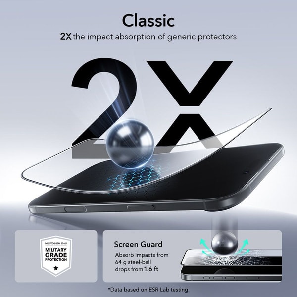 Esr Ultrafit Tempered Glass 2 Pack For iPhone 17 Air Transparent