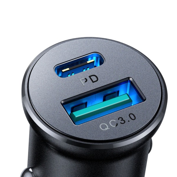 Joyroom JR Ccn05 30w USB A USB C Mini Car Charger Black