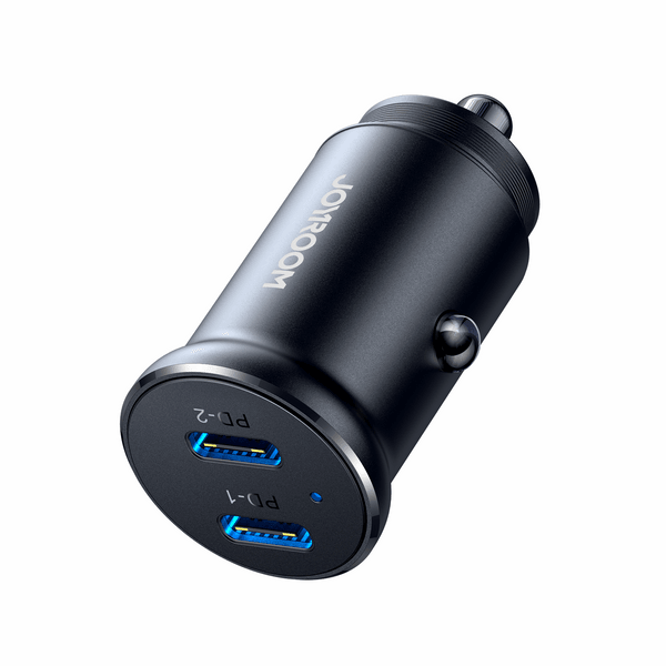 Joyroom JR Ccn06 30w 2X USB C Metal Mini Car Charger Black