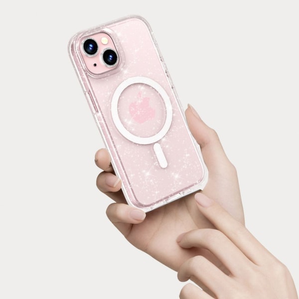 Tech Protect Flexair Hybrid MagSafe iPhone 15 Case Clear Glitter