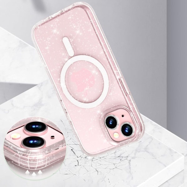 Tech Protect Flexair Hybrid MagSafe iPhone 15 Case Clear Glitter