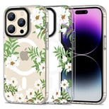 Tech Protect Magmood MagSafe iPhone 15 Pro Max Case Daisies With