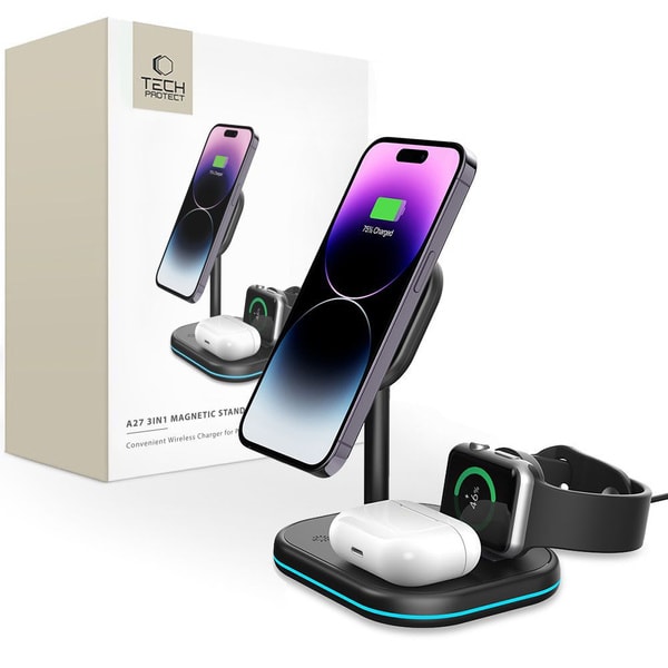 Tech Protect Qi15w A27 3 IN 1 Inductive Charger With MagSafe Sta