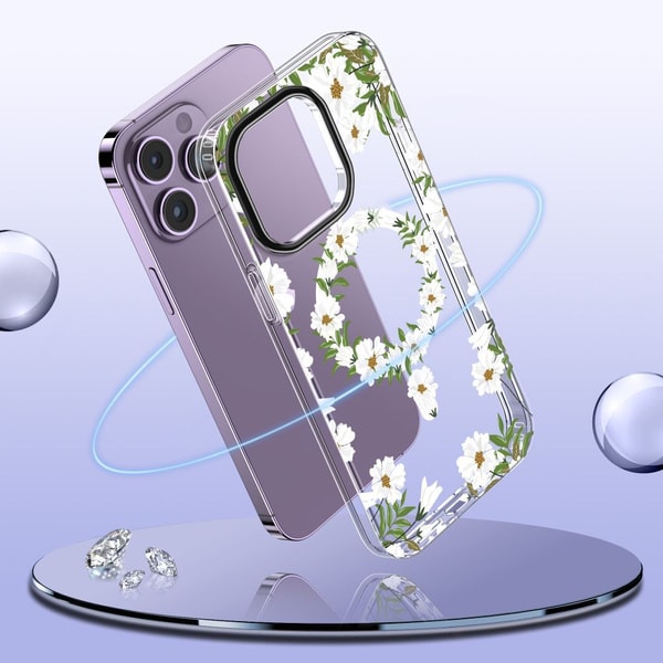 Tech-Protect MagMood MagSafe iPhone 15 Pro Max Case - Daisies with Leaves