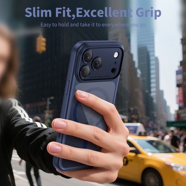 Tech-Protect Magpeak Magsafe CC Case for iPhone 17 Pro Max - Clear Navy Blue