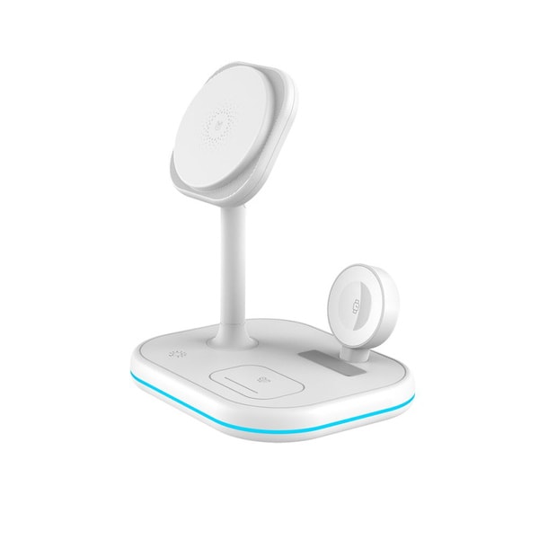 Tech-Protect QI15W-A27 3-in-1 inductive charger with MagSafe stand for smartphone / Apple Watch / AirPods - white
